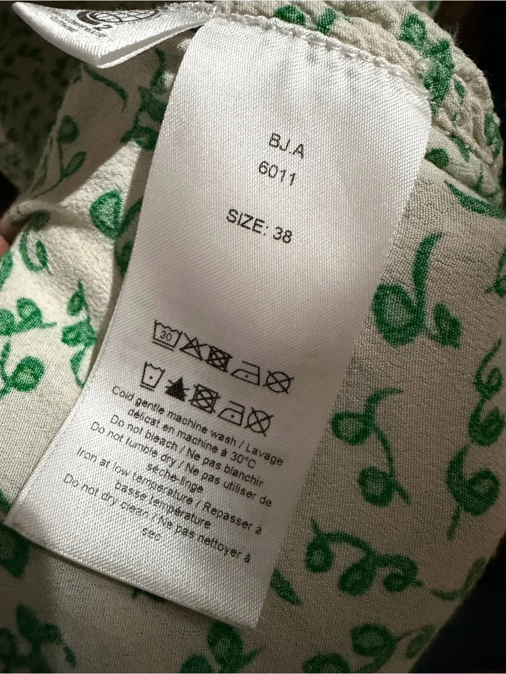 Ganni Cream Maxi Shirt Dress with Green Floral Print - Picture 3 of 3